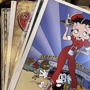 Betty Boop Metal Signs Lot Of 5 VTG Excellent